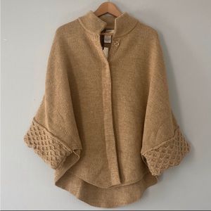 Cocogio caramel tan button up cardigan shrug poncho sweater size OS fits all